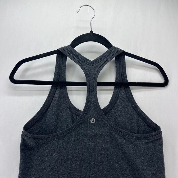 Lululemon Cool Racerback Tank Top Womens 4 Activewear Scoop Neck Heathered Gray - Picture 5 of 9